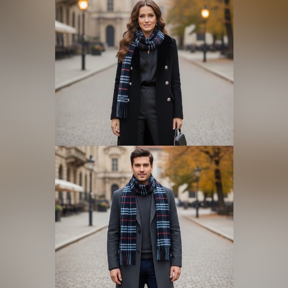 Burberrys Lambswool Scarf - Blue Nova Check - Made in England - Picture 6 of 6